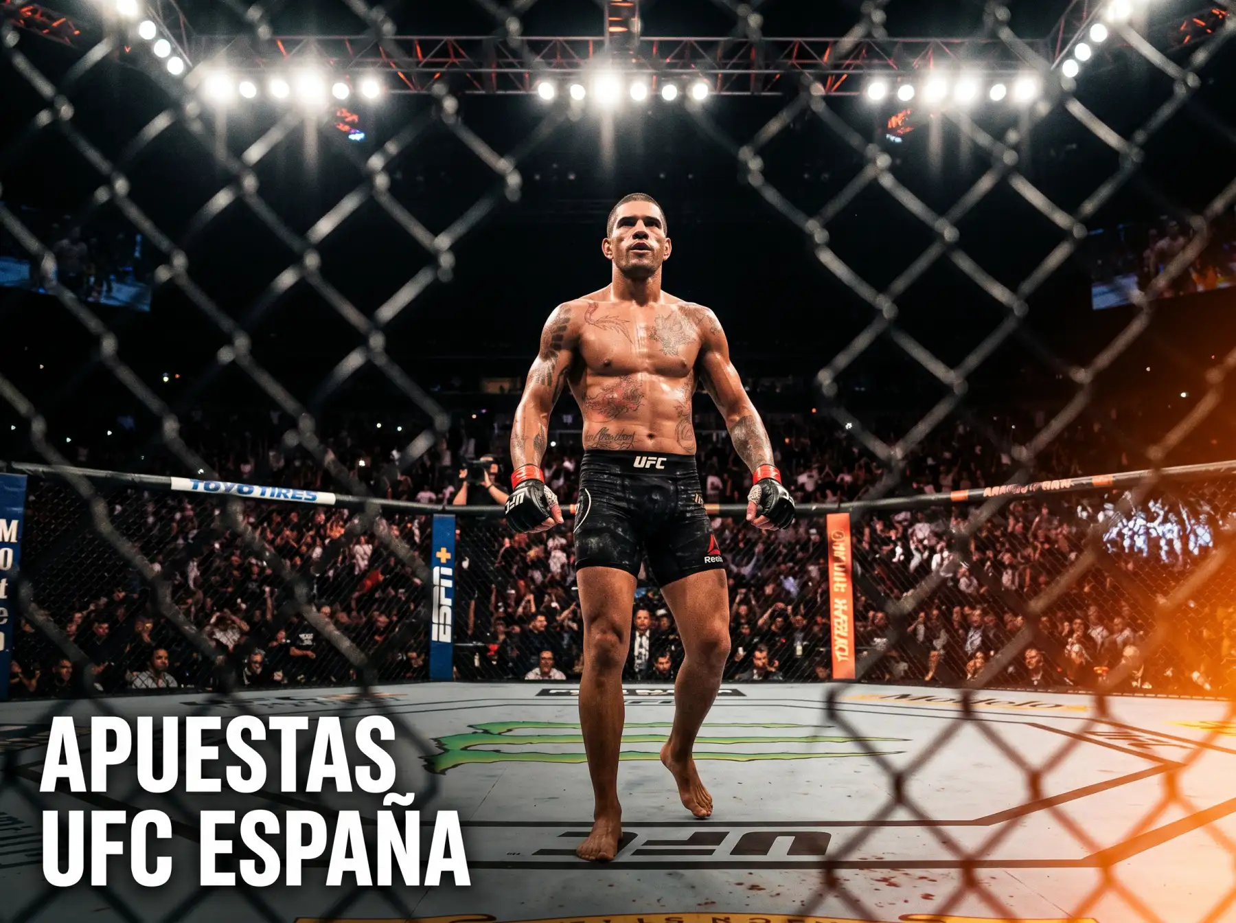 Octágono UFC con gráficos de cuotas de apuestas y logotipo OCTAPICK