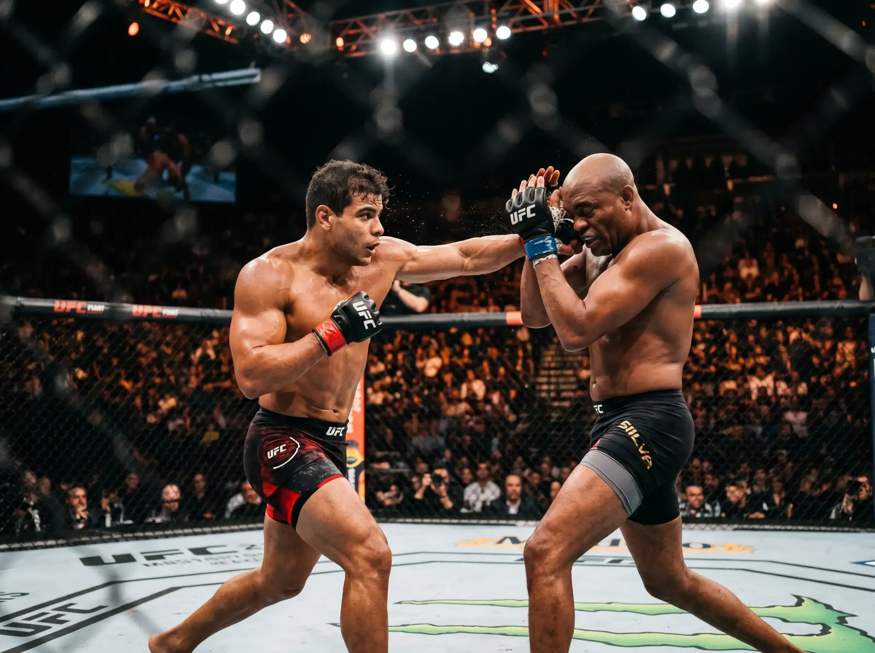 Combate de artes marciales mixtas UFC en el octágono durante una pelea de live betting